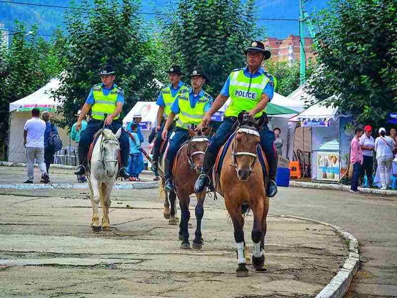 Steppenfuchs Reisen - Polizei mit traditionellem Transportmittel