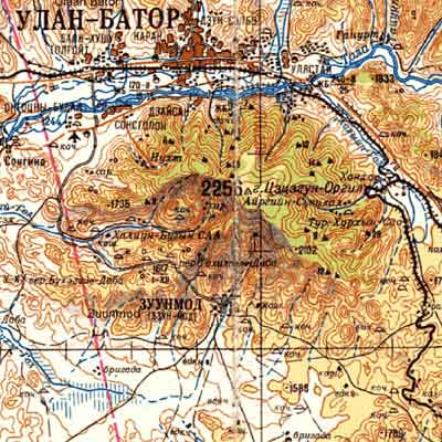 Topographische Karte Mongolei 1:500.000